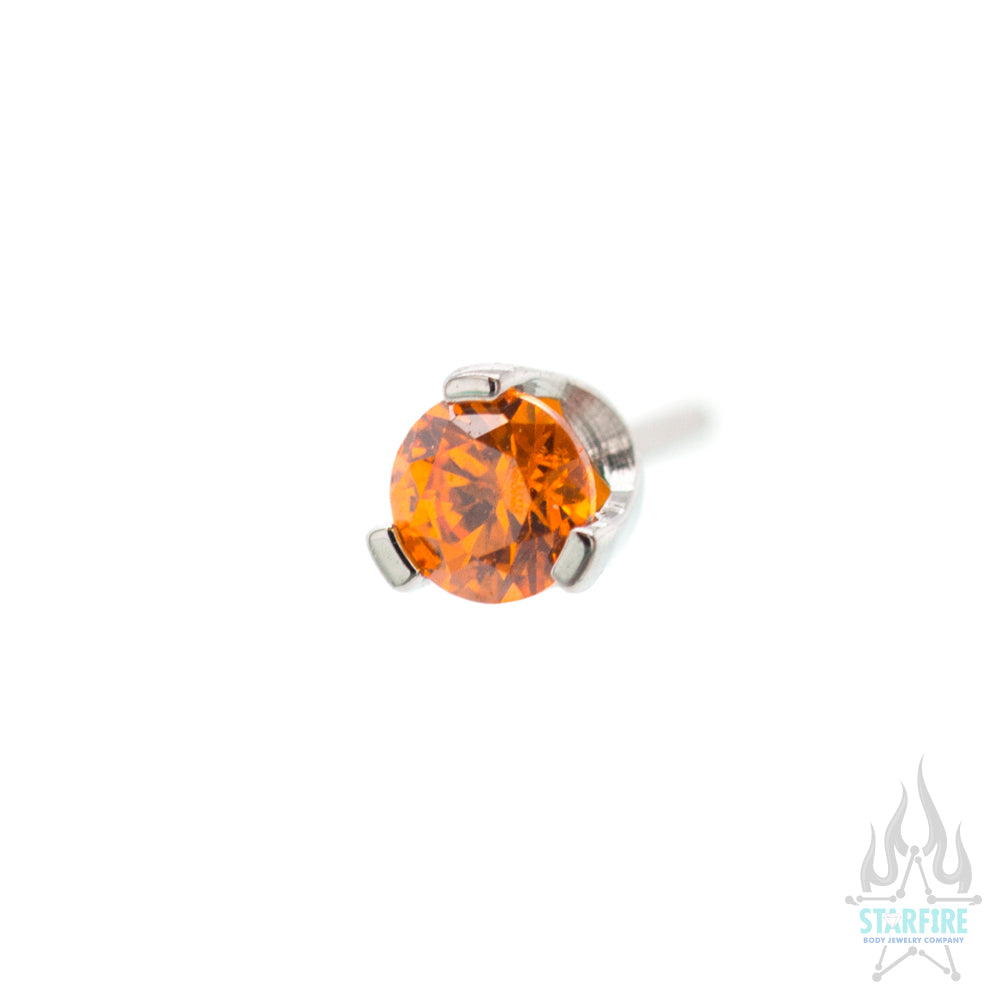 threadless: Flat Bottom 3 Prong-Set Faceted Gem End