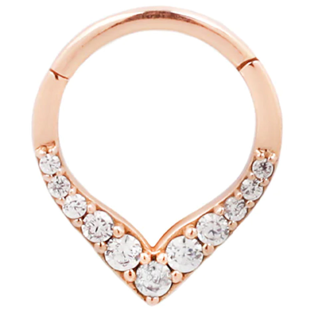 "Rise & Shine" Hinge Ring / Clicker in Gold with CZ's