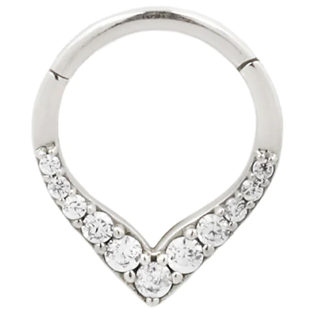 "Rise & Shine" Hinge Ring / Clicker in Gold with CZ's