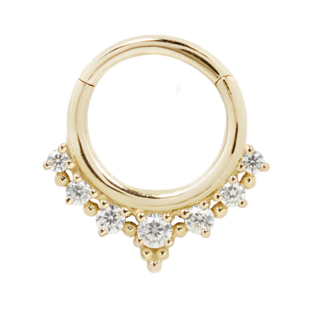 "Lala" Hinge Ring / Clicker in Gold with CZ's