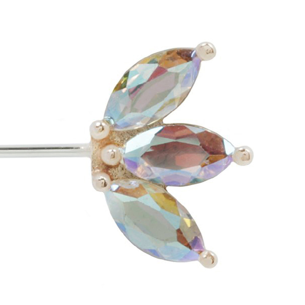 threadless: "Moet" Forward Facing End in Gold with Mercury Mist Topaz'