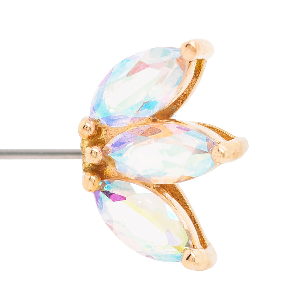 threadless: "Moet" Forward Facing End in Gold with Mercury Mist Topaz'