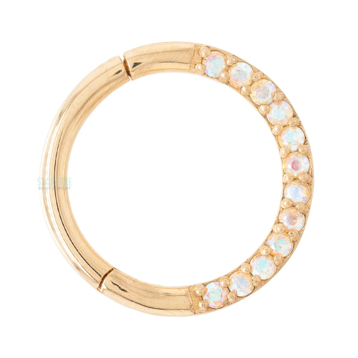"Dia" Hinge Ring / Clicker in Gold with Mercury Mist Topaz