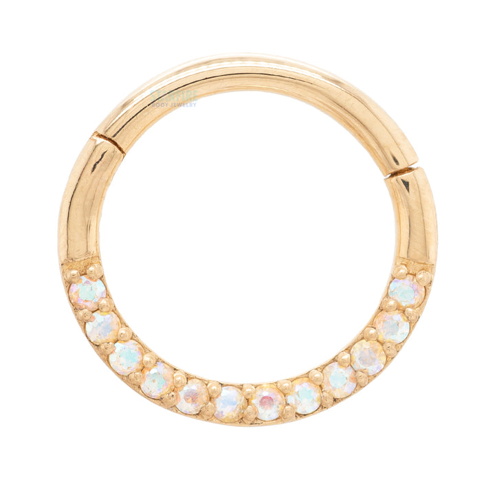 "Dia" Hinge Ring / Clicker in Gold with Mercury Mist Topaz
