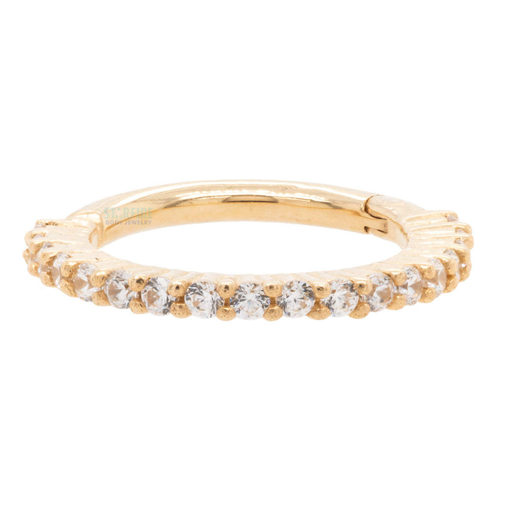 "Radiant" Hinge Ring / Clicker in Gold with CZ's