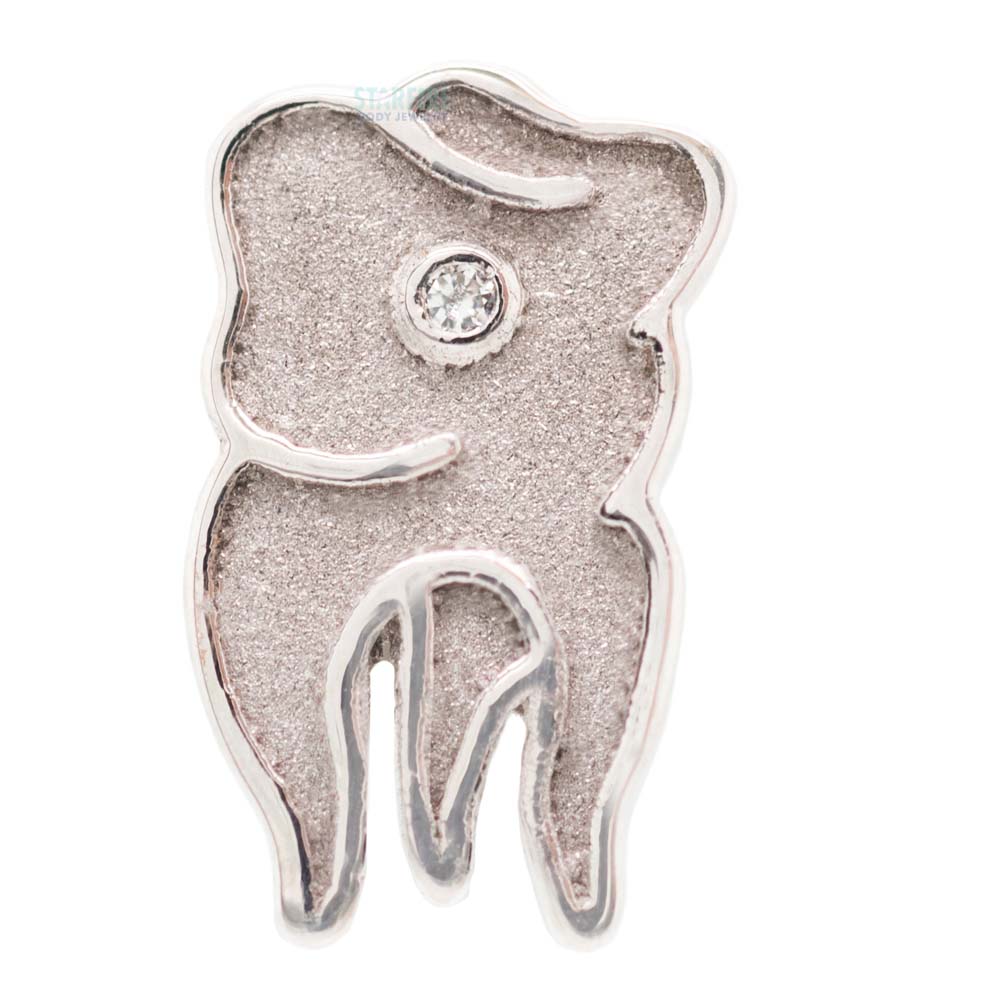 "Gold Tooth" Threaded End in Gold with White CZ
