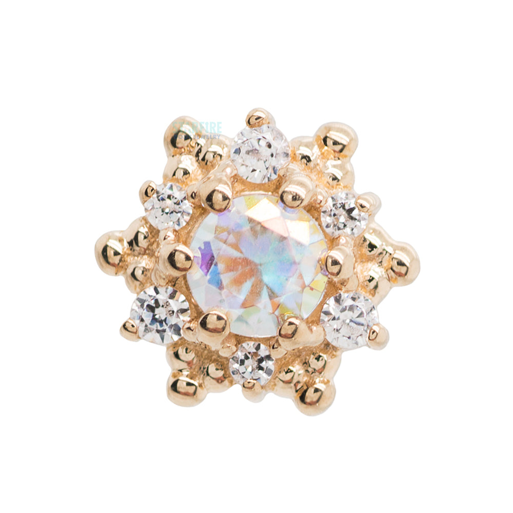"Hannah" Nostril Screw in Gold with Mercury Mist Topaz & White CZ's