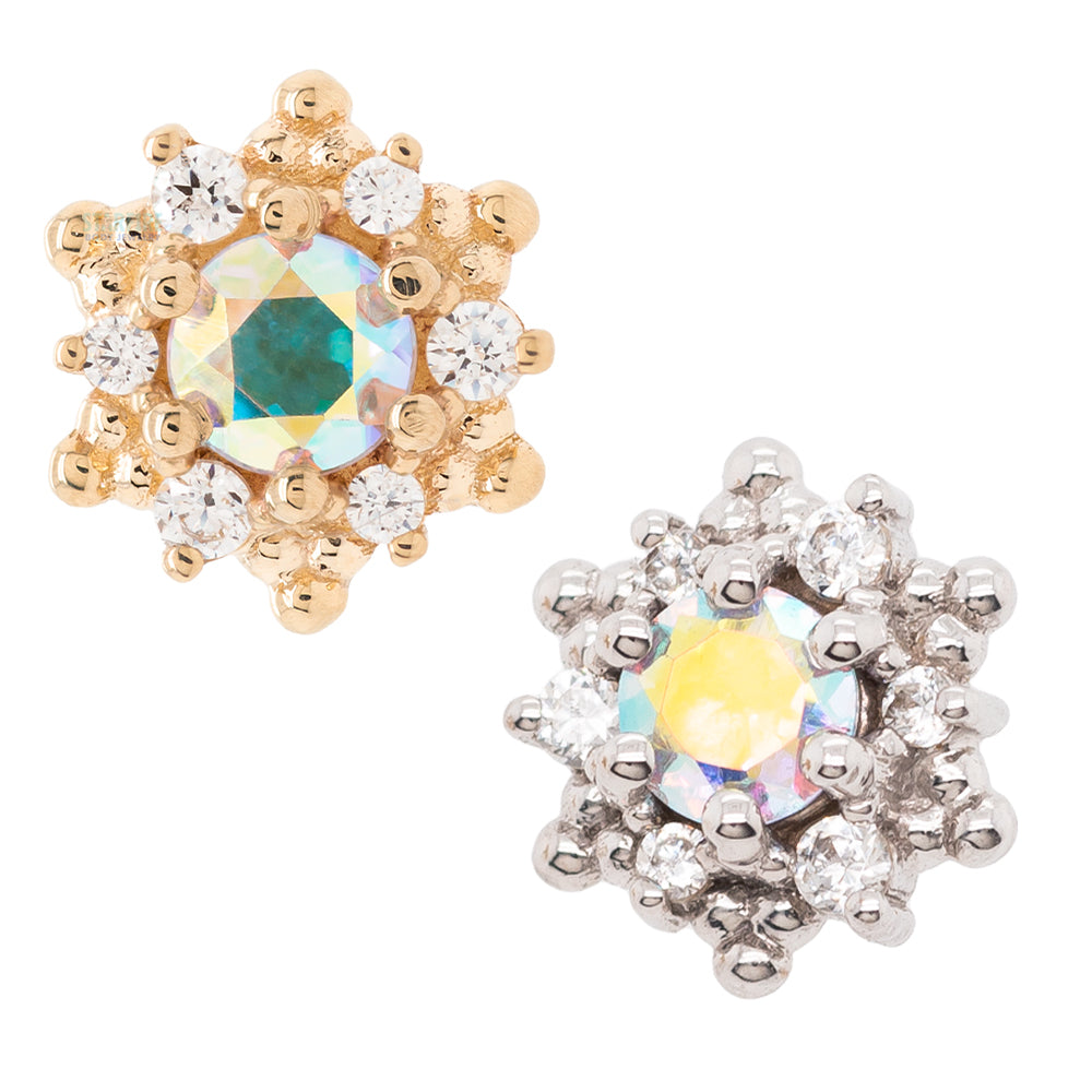 "Hannah" Threaded End in Gold with Mercury Mist Topaz & White CZ's
