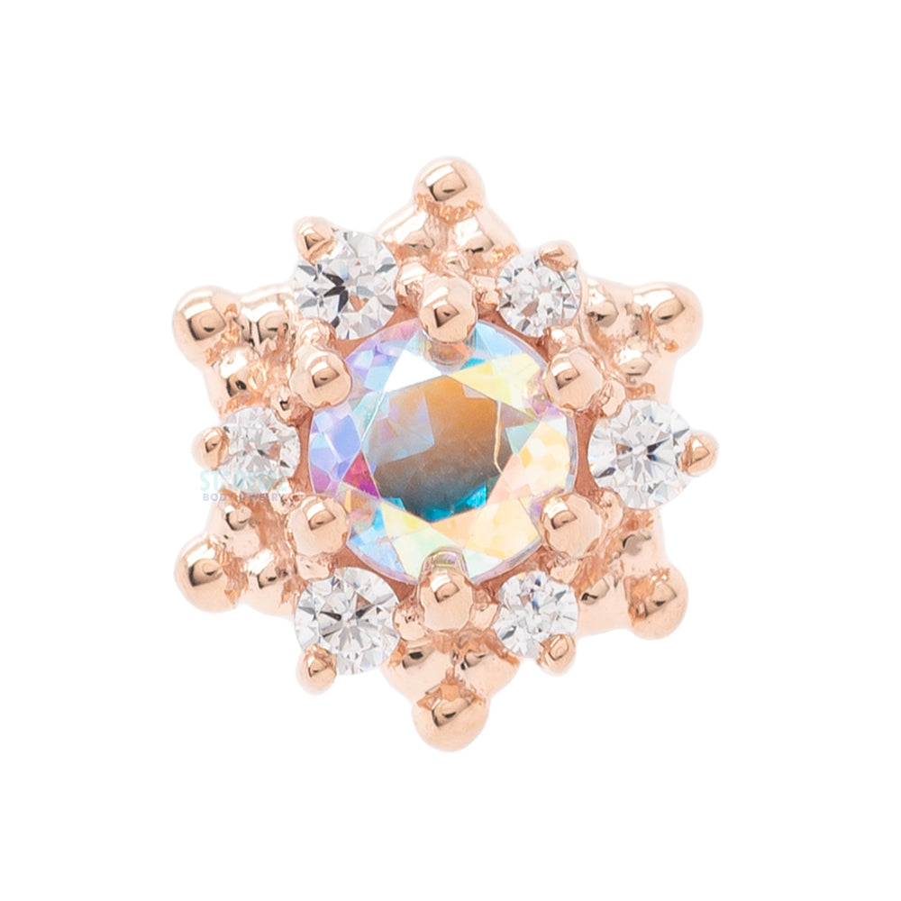 "Hannah" Threaded End in Gold with Mercury Mist Topaz & White CZ's
