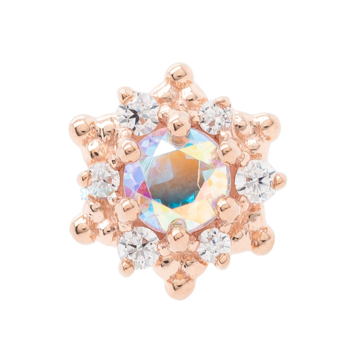 "Hannah" Threaded End in Gold with Mercury Mist Topaz & White CZ's