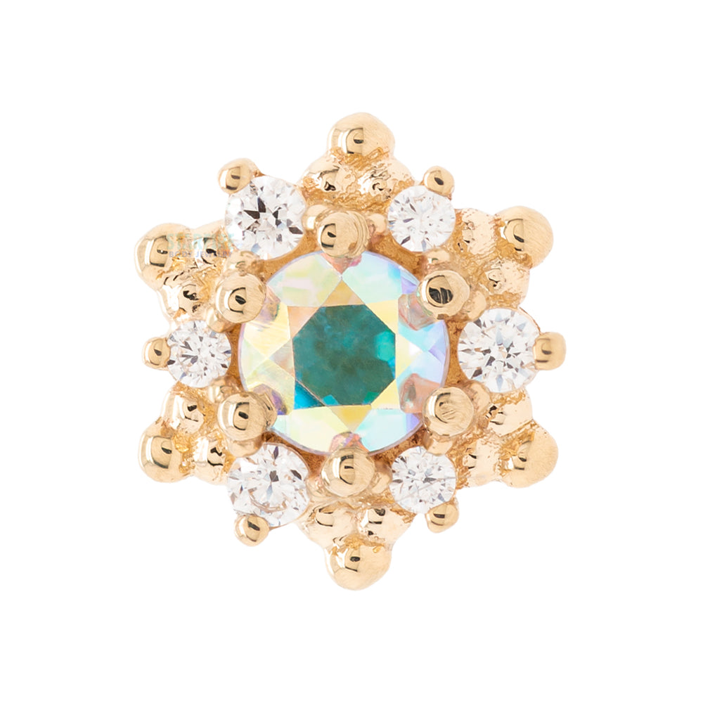 "Hannah" Threaded End in Gold with Mercury Mist Topaz & White CZ's