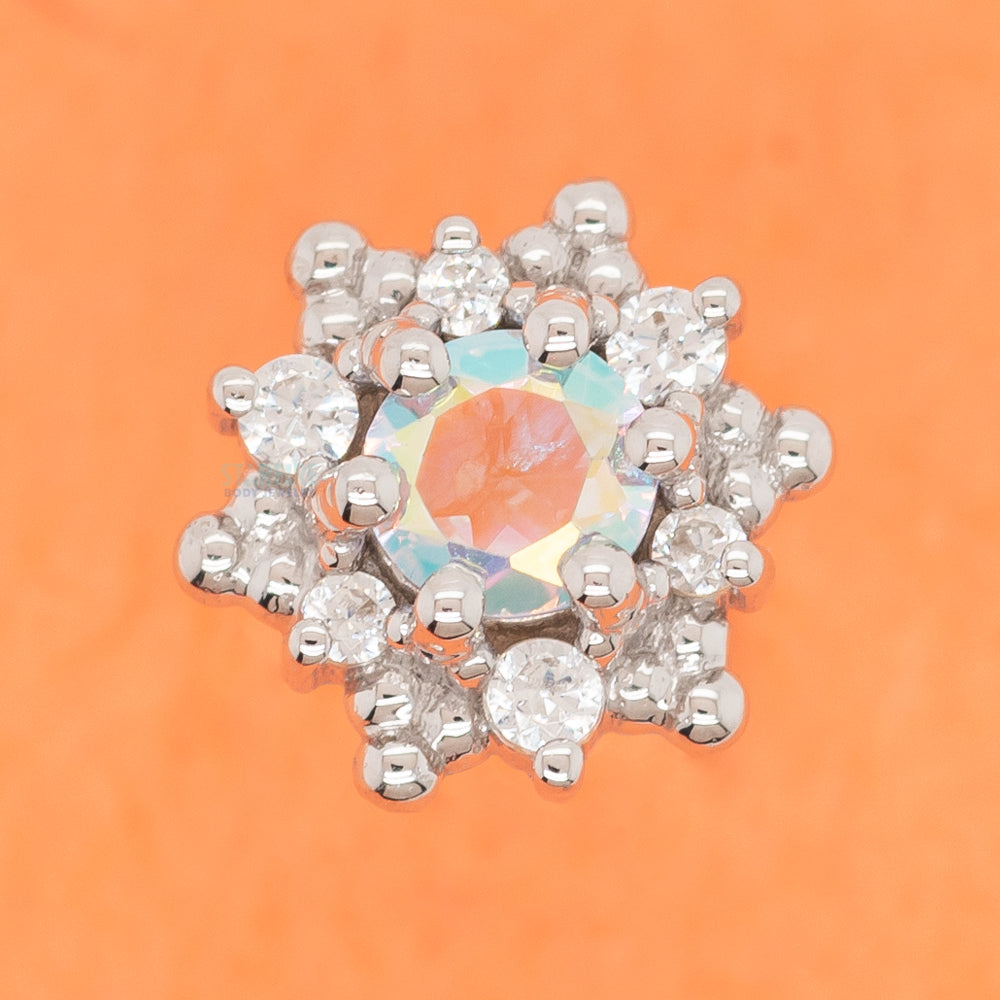 "Hannah" Threaded End in Gold with Mercury Mist Topaz & White CZ's
