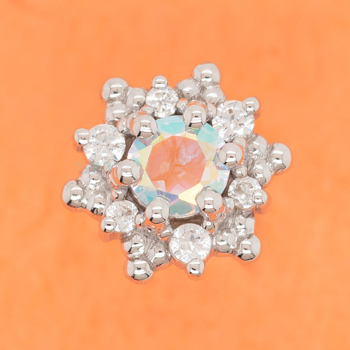 "Hannah" Threaded End in Gold with Mercury Mist Topaz & White CZ's
