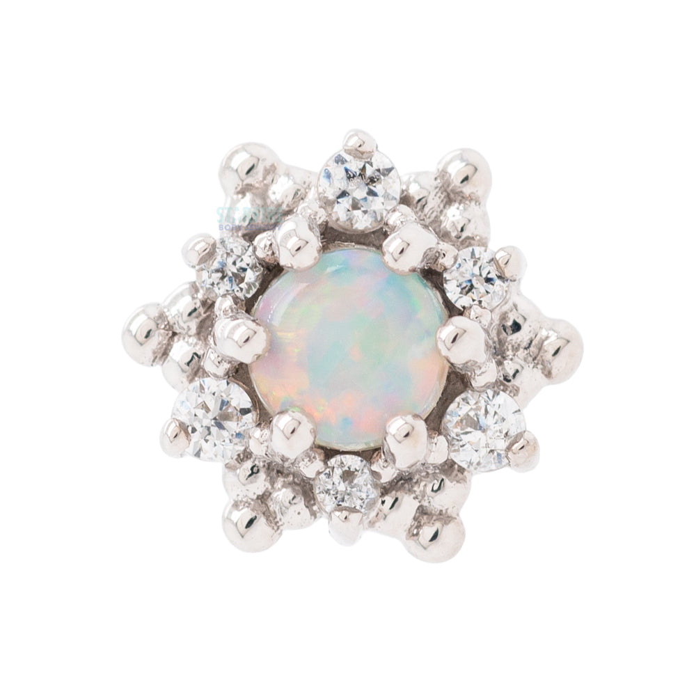 "Hannah" Nostril Screw in Gold with Genuine White Opal & White CZ's