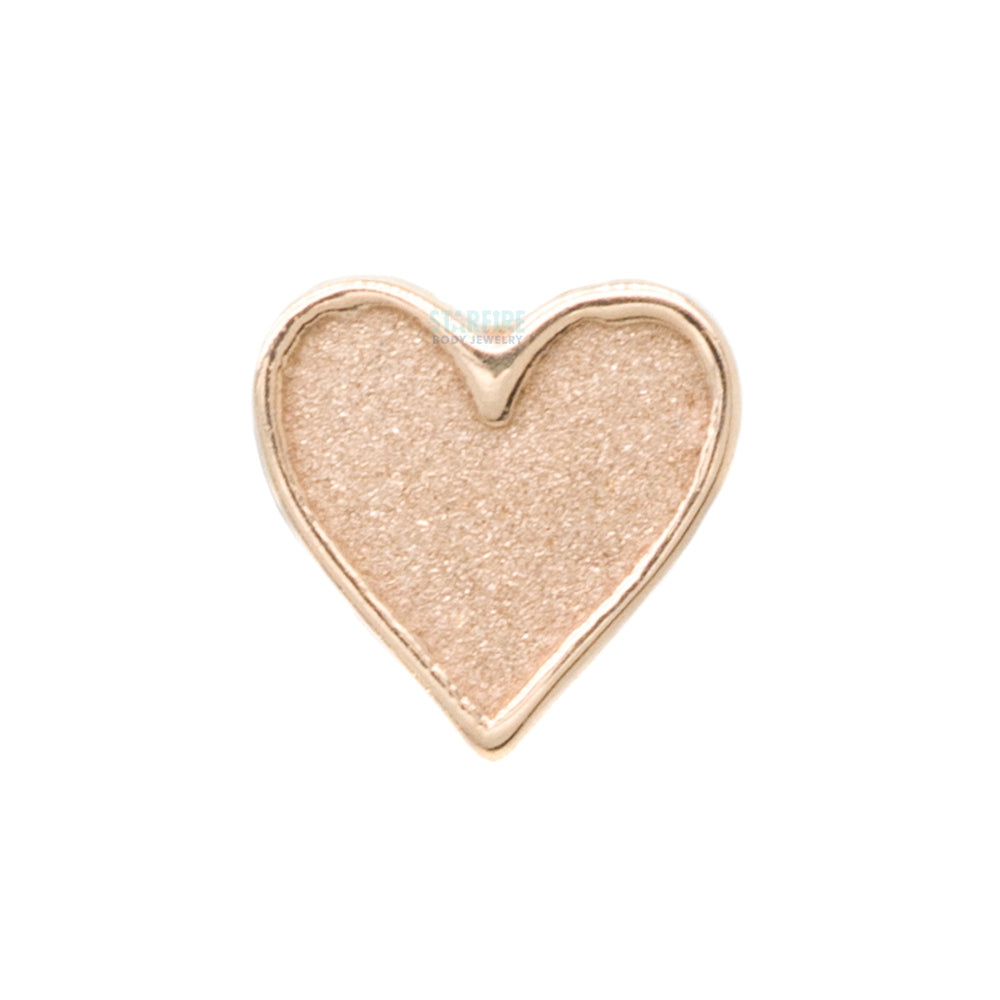 Sandblasted Heart Threaded End in Gold