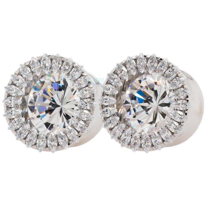 Super Marquise Plugs ( Eyelets ) with Brilliant-Cut Gems - Cubic Zirconia