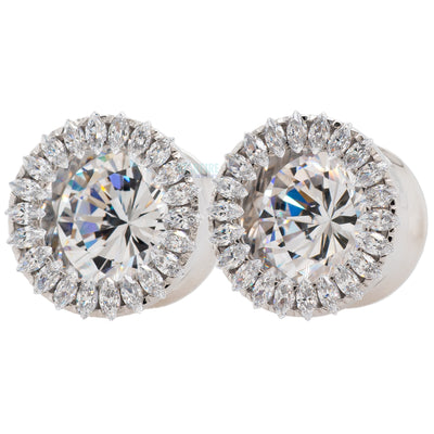 Super Marquise Plugs ( Eyelets ) with Brilliant-Cut Gems - Cubic Zirconia