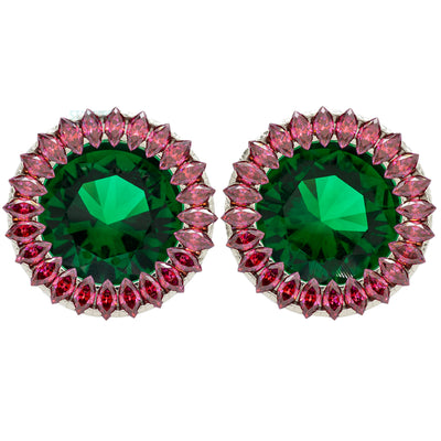 Super Marquise Plugs ( Eyelets ) with Emerald & Red - Holiday Collection