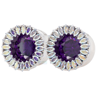 Super Marquise Plugs ( Eyelets ) with Amethyst & Aurora - custom color combos