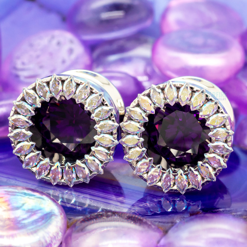 Super Marquise Plugs ( Eyelets ) with Amethyst & Aurora - custom color combos