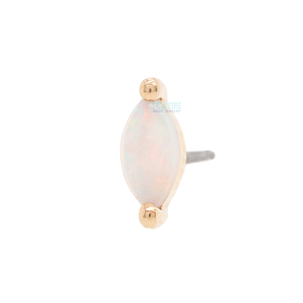 threadless: "Zuri" End in Gold with Marquise Genuine Opal