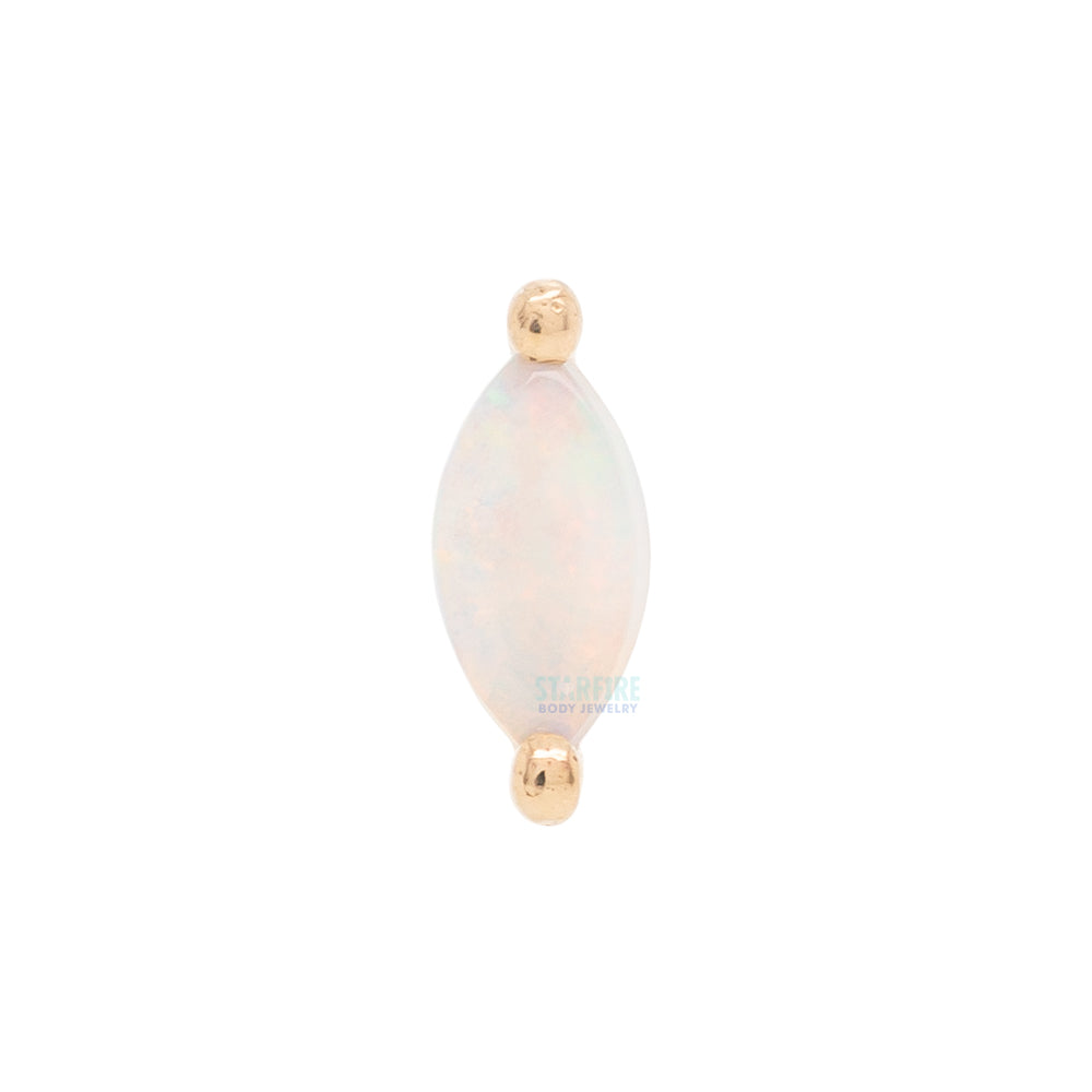 threadless: "Zuri" End in Gold with Marquise Genuine Opal