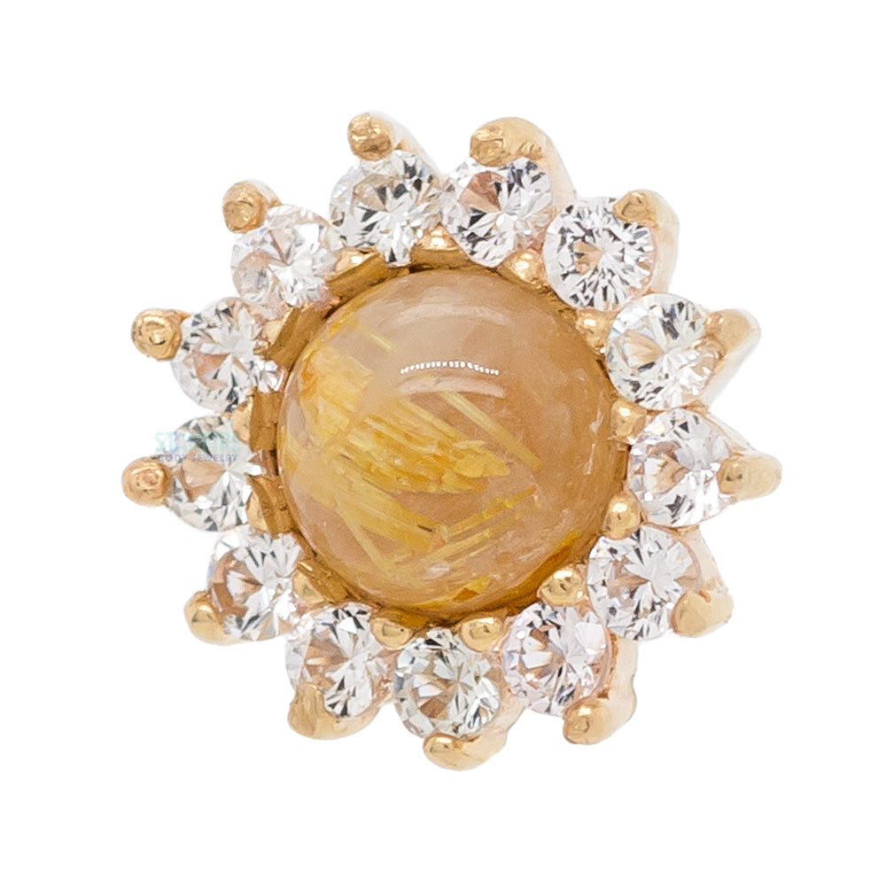 threadless: "Delphine" End in Gold with Genuine Rutilated Quartz & White Sapphires