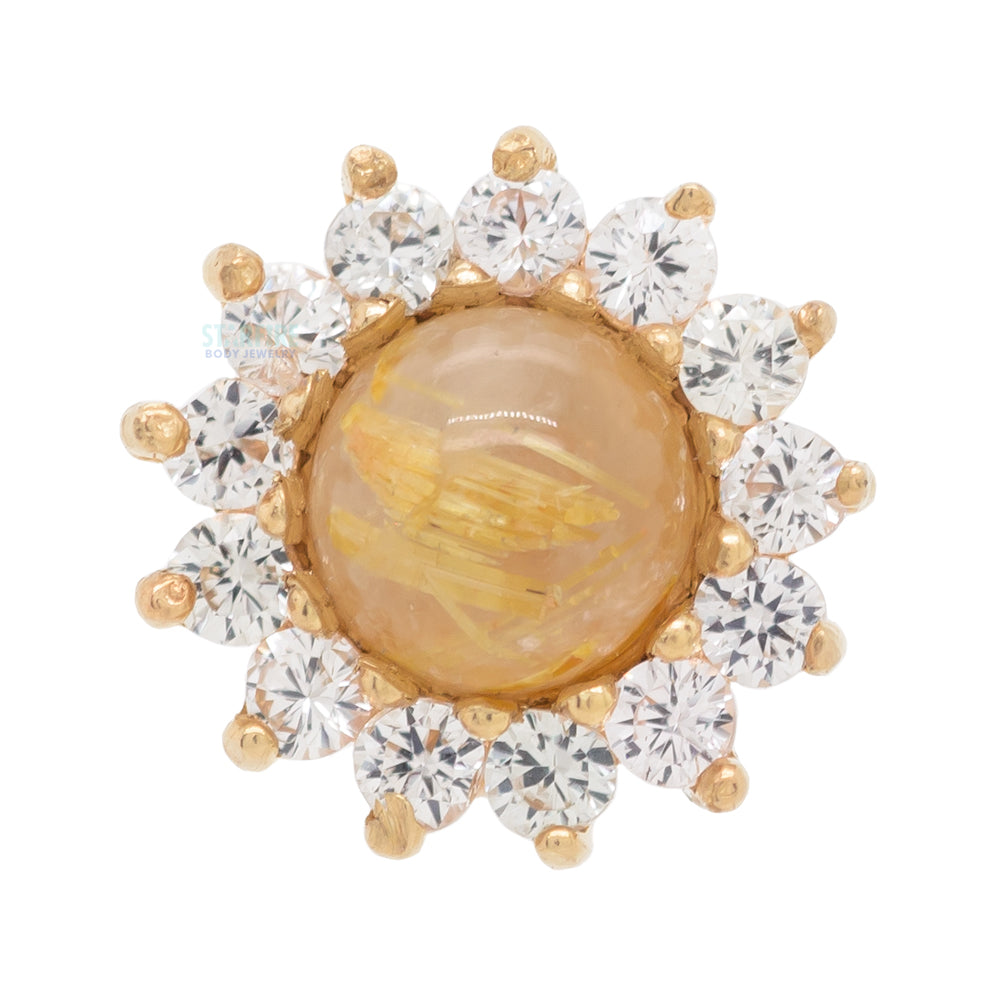 threadless: "Delphine" End in Gold with Genuine Rutilated Quartz & White Sapphires