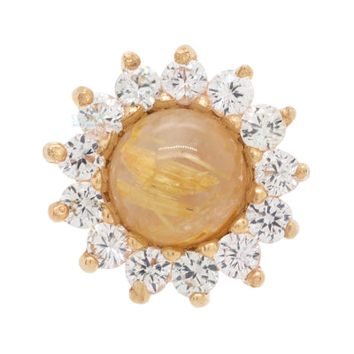 threadless: "Delphine" End in Gold with Genuine Rutilated Quartz & White Sapphires