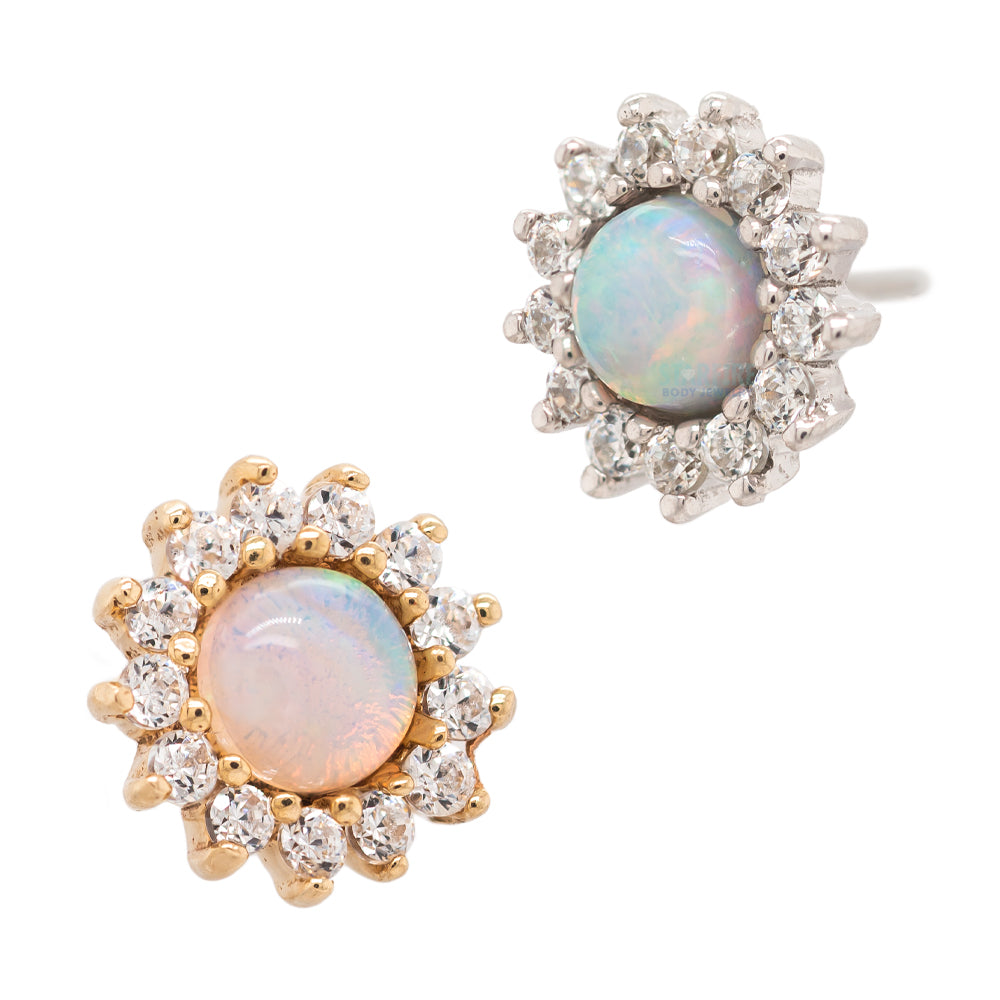 threadless: "Delphine" End in Gold with Genuine Opal & White CZ's
