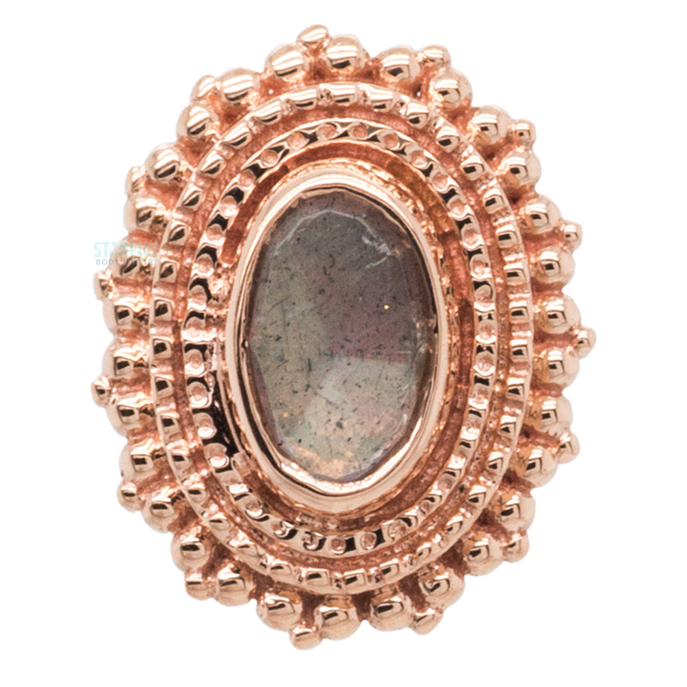 Afghan Oval Threaded End in Gold with Rose Cut Labradorite