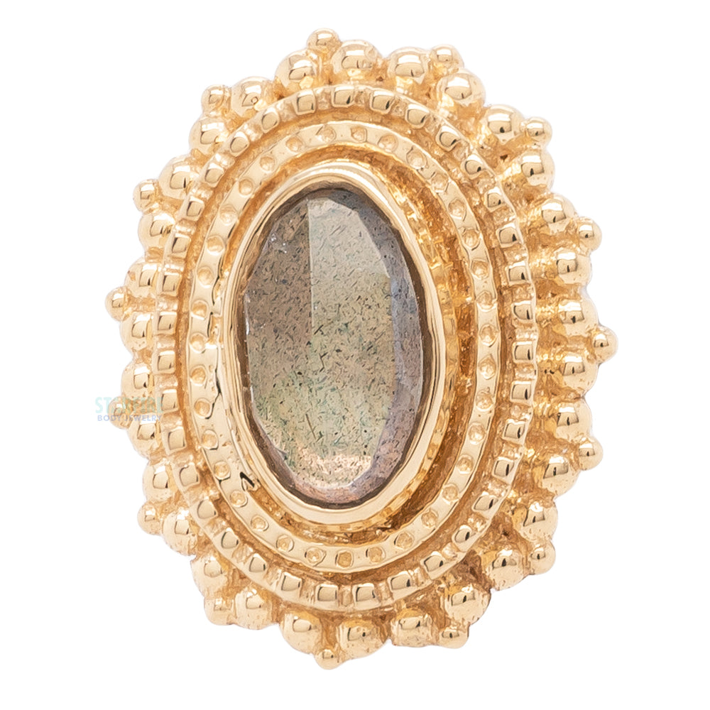 Afghan Oval Threaded End in Gold with Rose Cut Labradorite