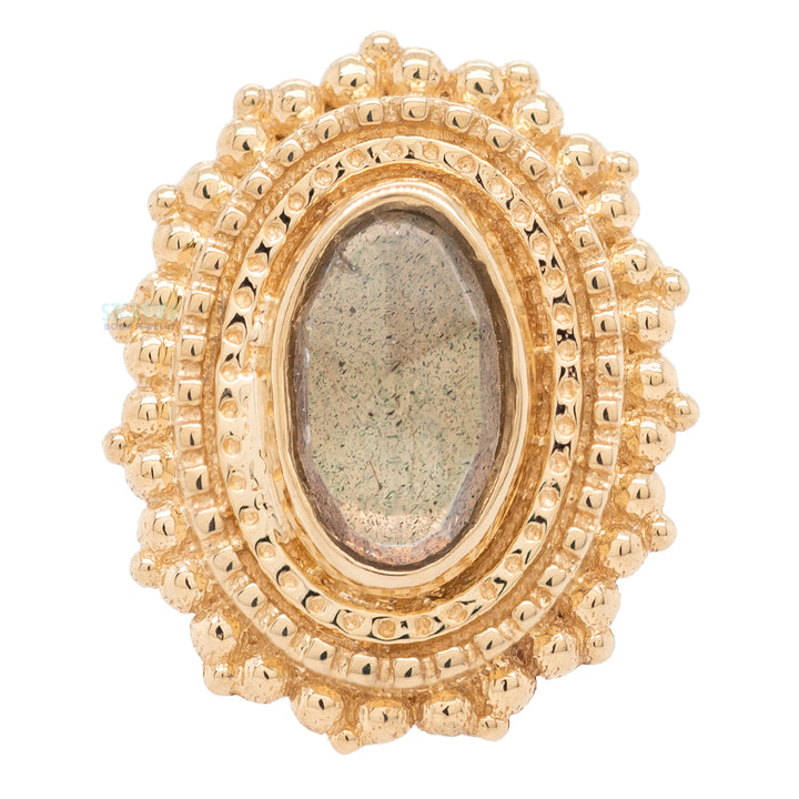 Afghan Oval Threaded End in Gold with Rose Cut Labradorite