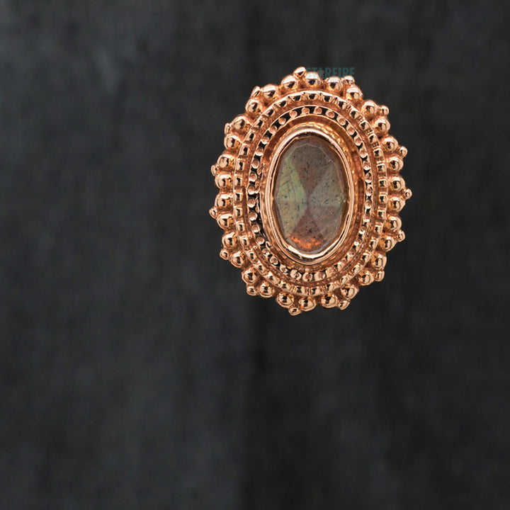 Afghan Oval Threaded End in Gold with Rose Cut Labradorite