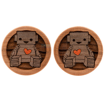 "Love Machine" Robot Wood Inlay Plugs