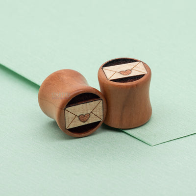 Love Letter Wood Inlay Plugs