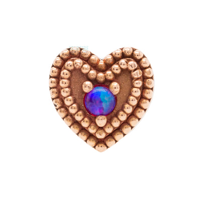 threadless: Double Milgrain Heart End in Gold with Opal