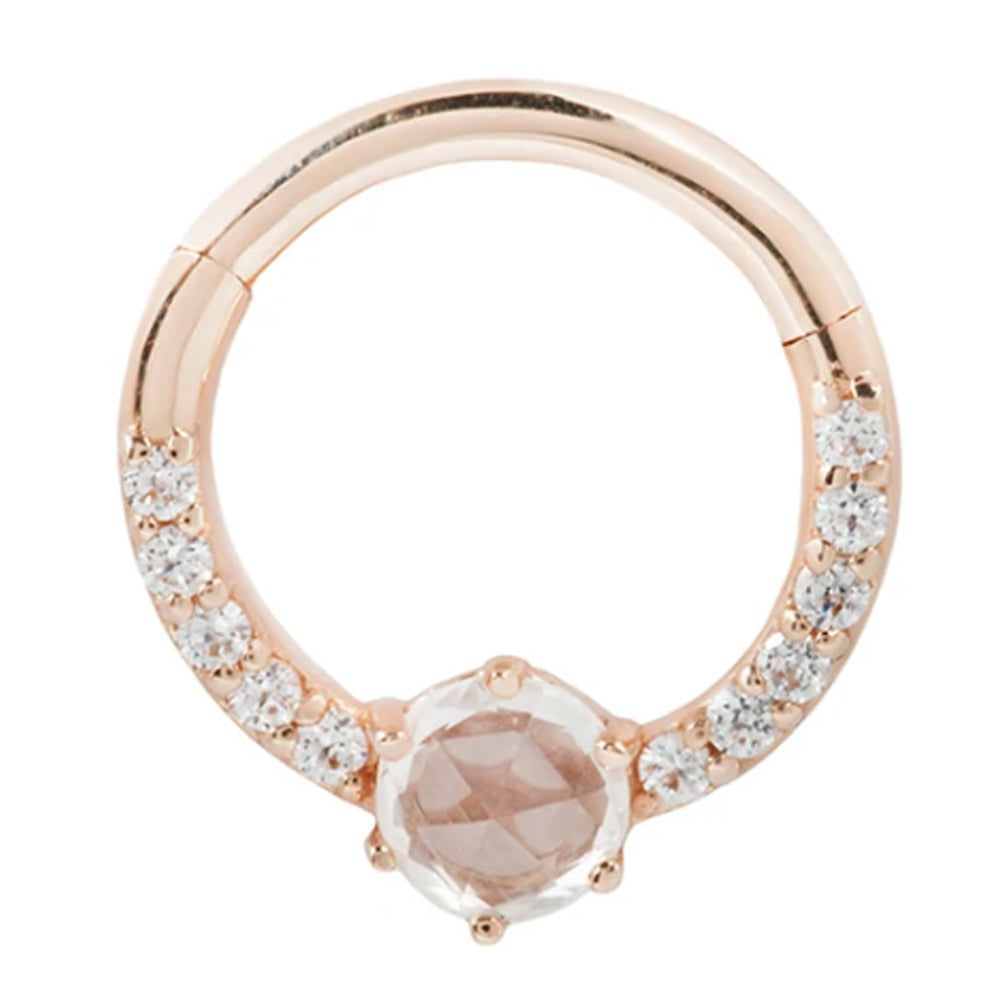 "Tinsley" Hinge Ring / Clicker in Gold with White Sapphire & White CZ's