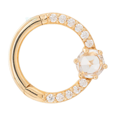 "Tinsley" Hinge Ring / Clicker in Gold with White Sapphire & White CZ's