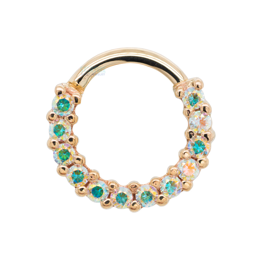 Gem "Oaktier" Hinge Ring in Gold with Mercury Mist Topaz'