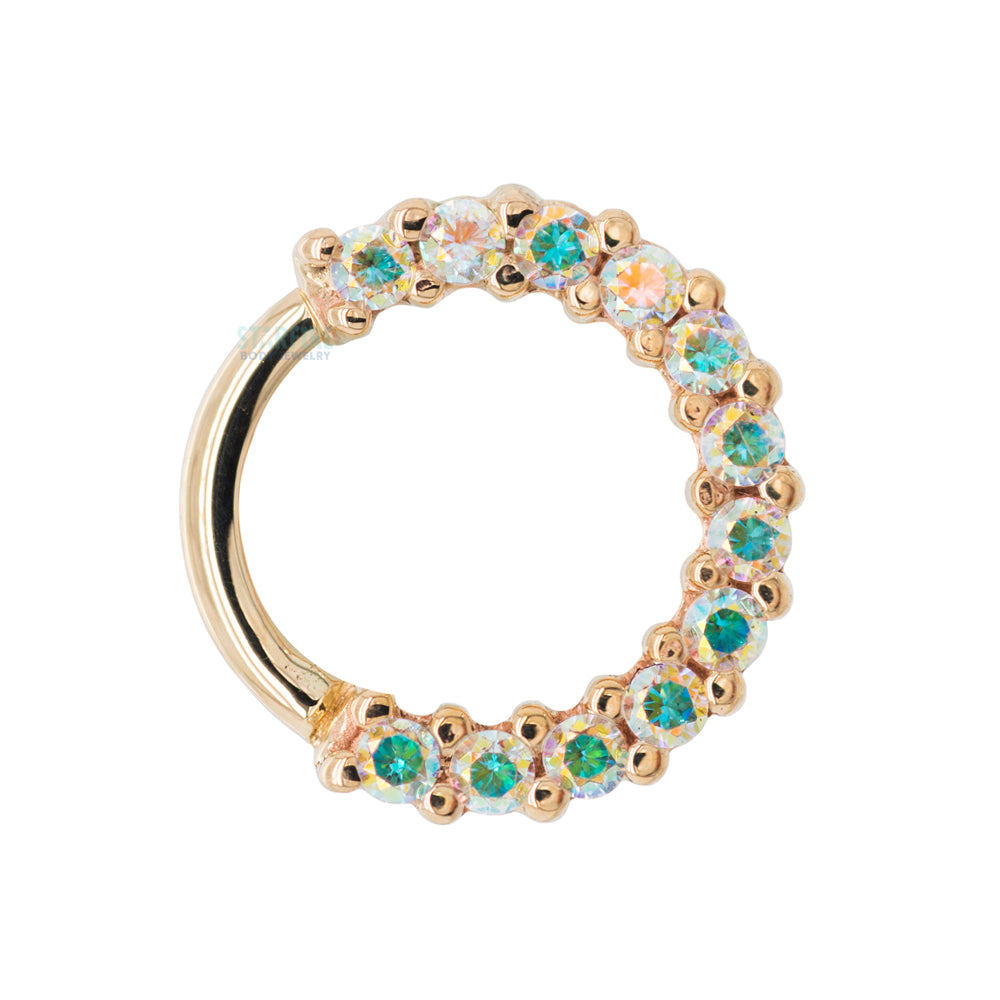Gem "Oaktier" Hinge Ring in Gold with Mercury Mist Topaz'