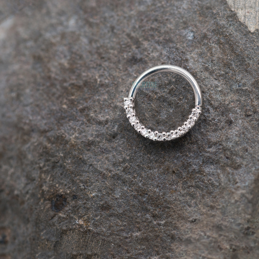 Gem "Oaktier" Seam Ring in Gold with White CZ's