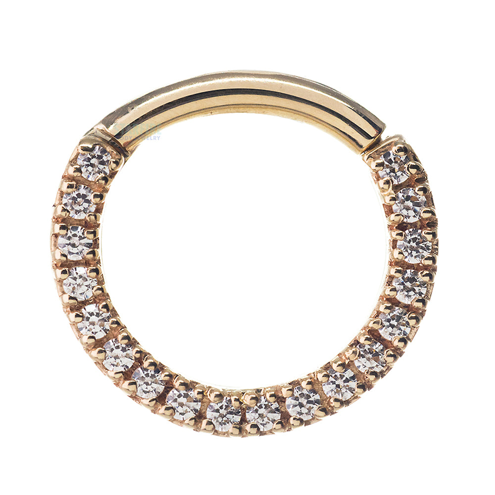 Gem "Oaktier" Hinge Ring in Gold with White CZ's
