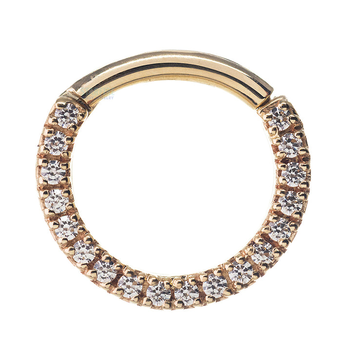 Gem "Oaktier" Hinge Ring in Gold with White CZ's