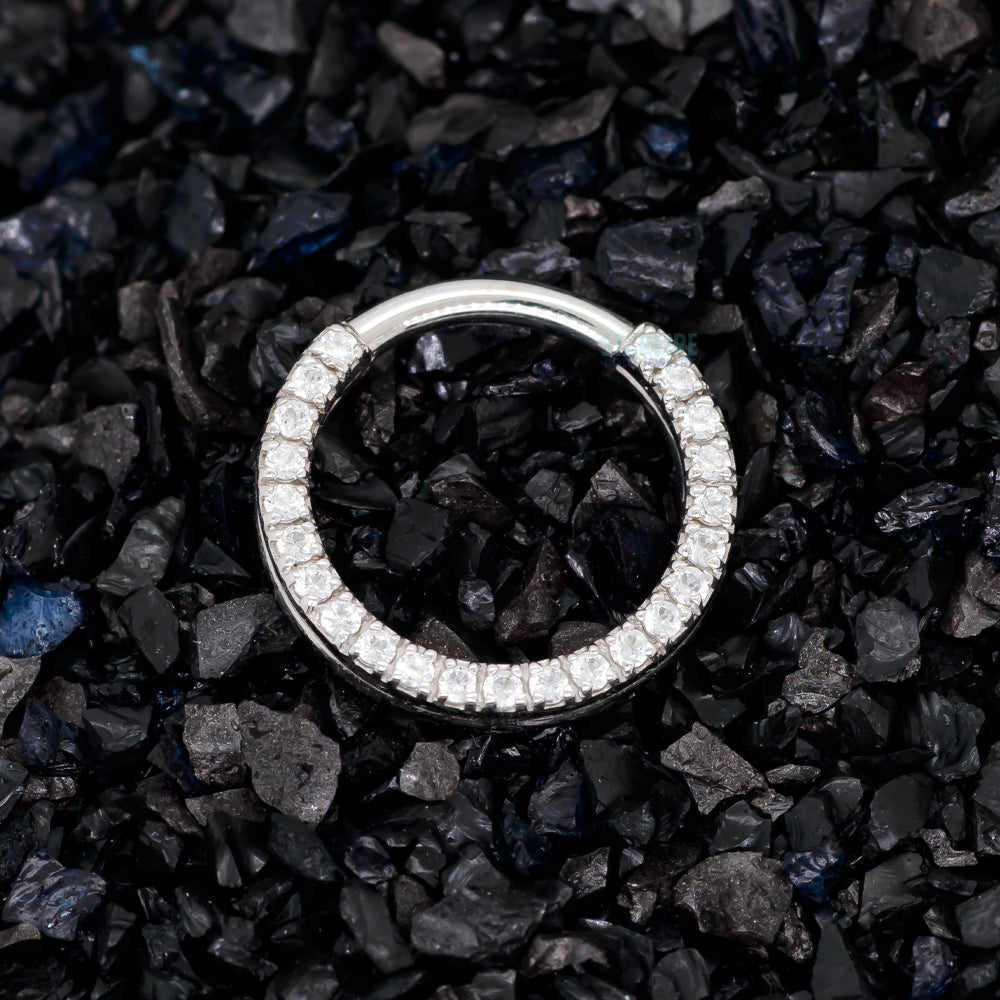 Gem "Oaktier" Hinge Ring in Gold with White CZ's