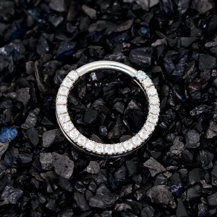 Gem "Oaktier" Hinge Ring in Gold with White CZ's