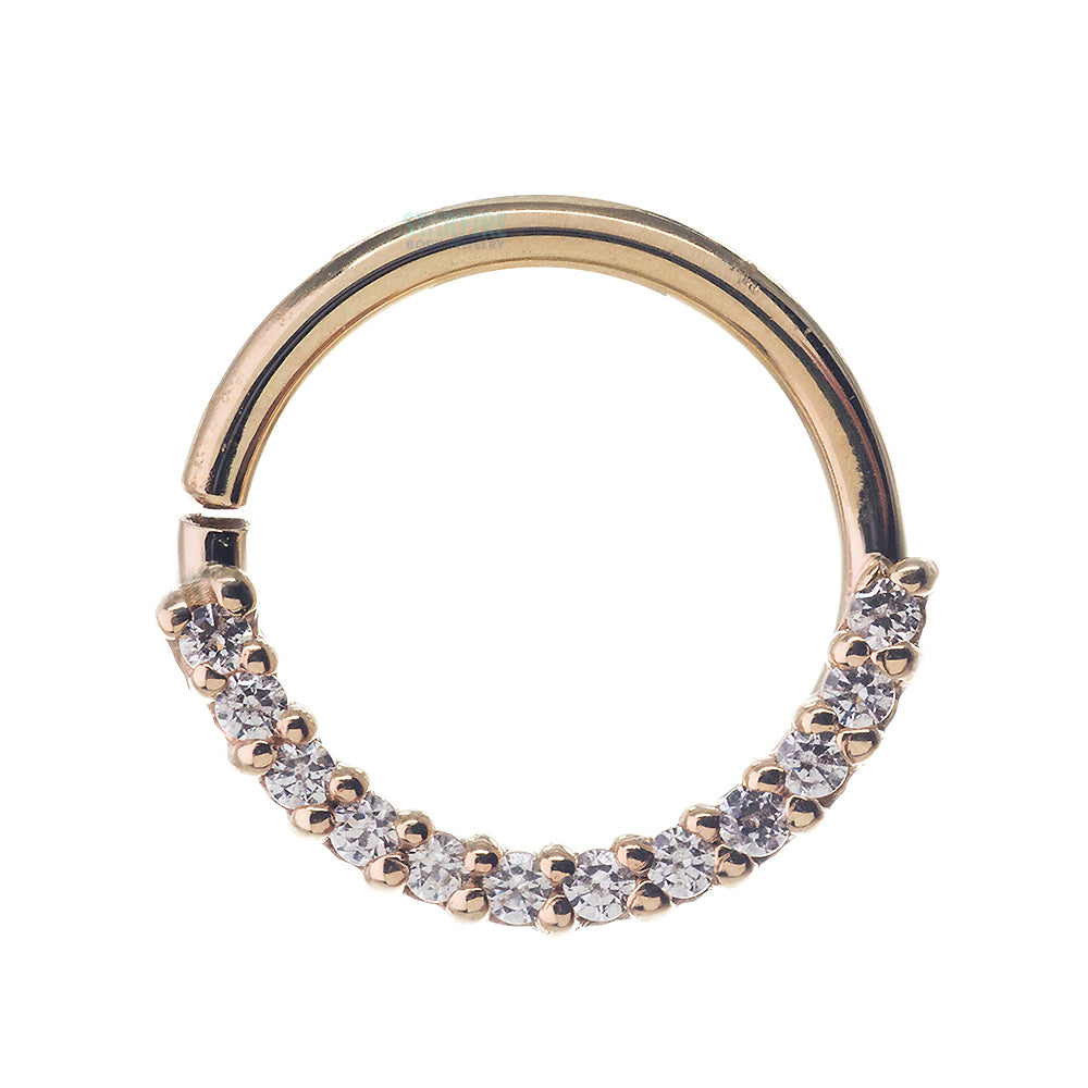 Gem "Oaktier" Seam Ring in Gold with White CZ's