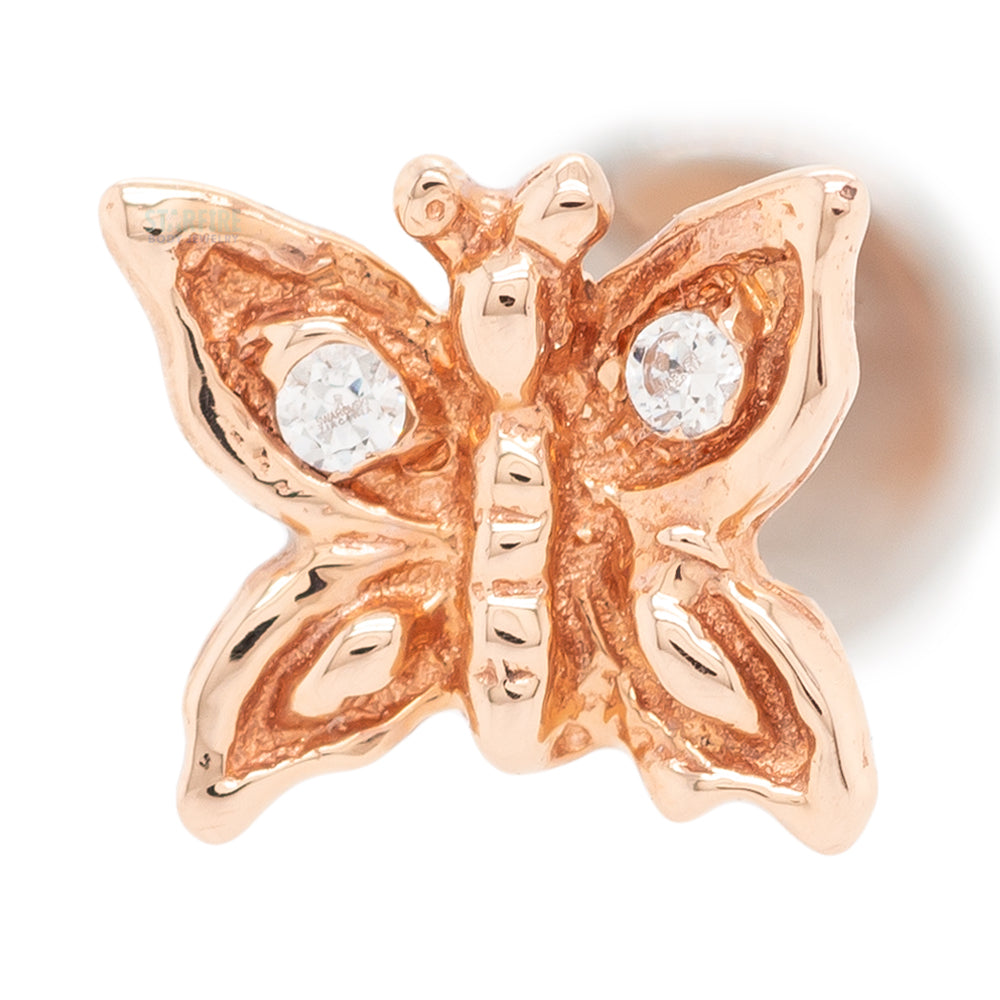 Butterfly in Gold with White CZ's - on flatback