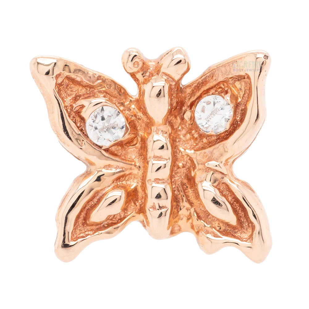 Butterfly in Gold with White CZ's - on flatback