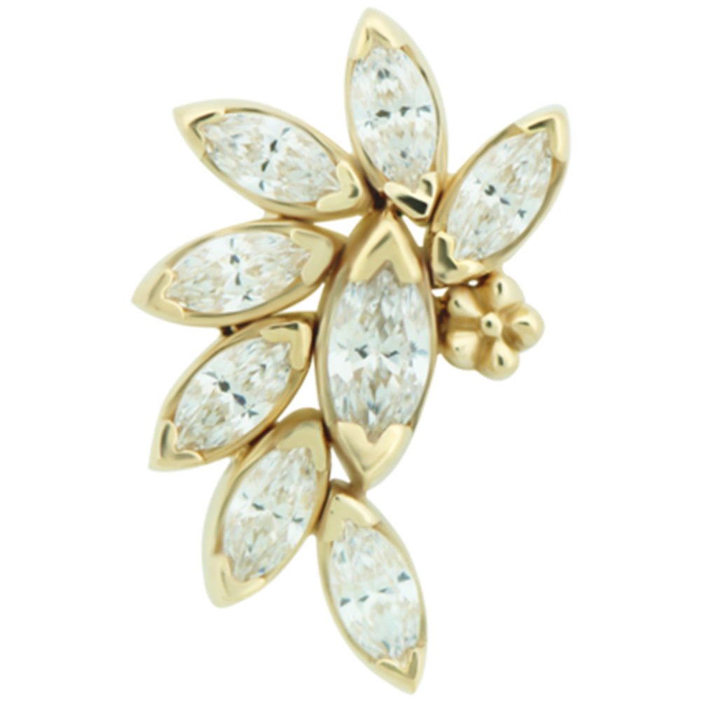 "Ethel" Threaded End in Gold with White Diamonds